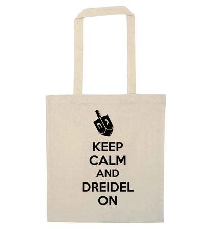 Keep calm and dreidel on natural tote bag