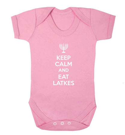 Keep calm and eat latkes baby vest pale pink 18-24 months