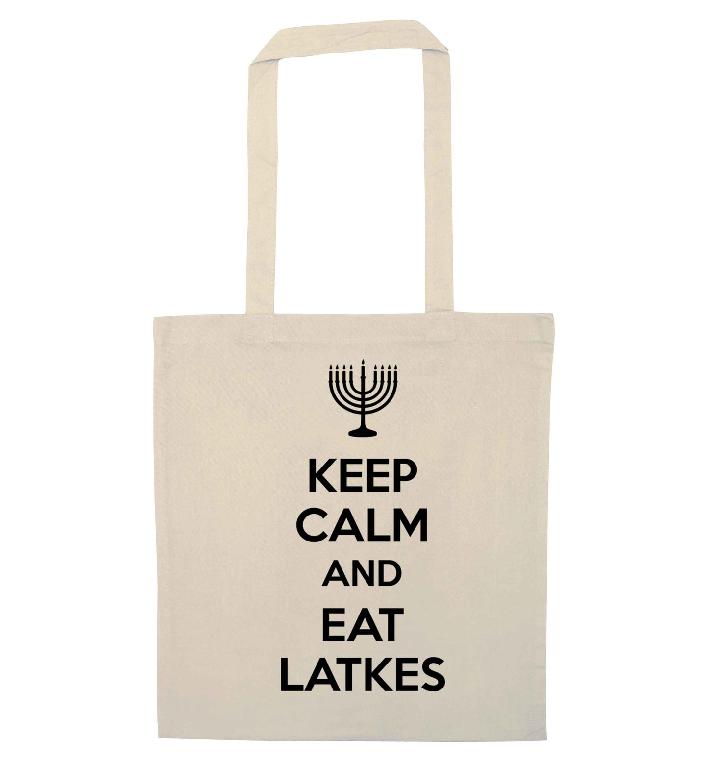Keep calm and eat latkes natural tote bag
