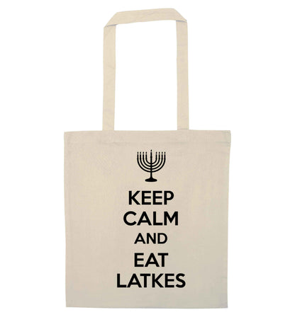 Keep calm and eat latkes natural tote bag