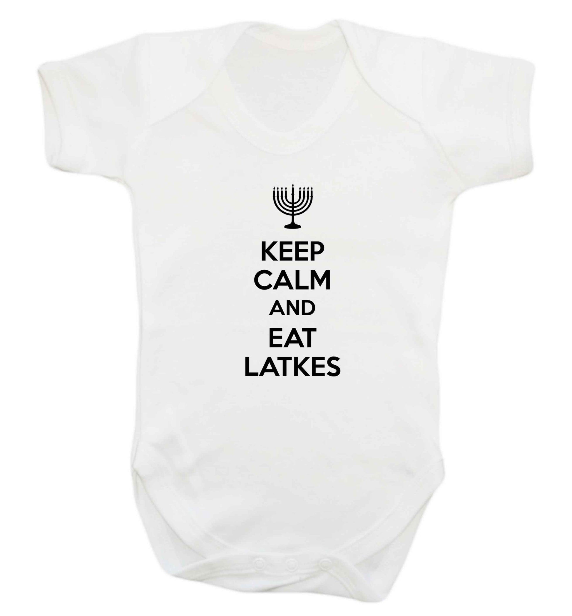 Keep calm and eat latkes baby vest white 18-24 months