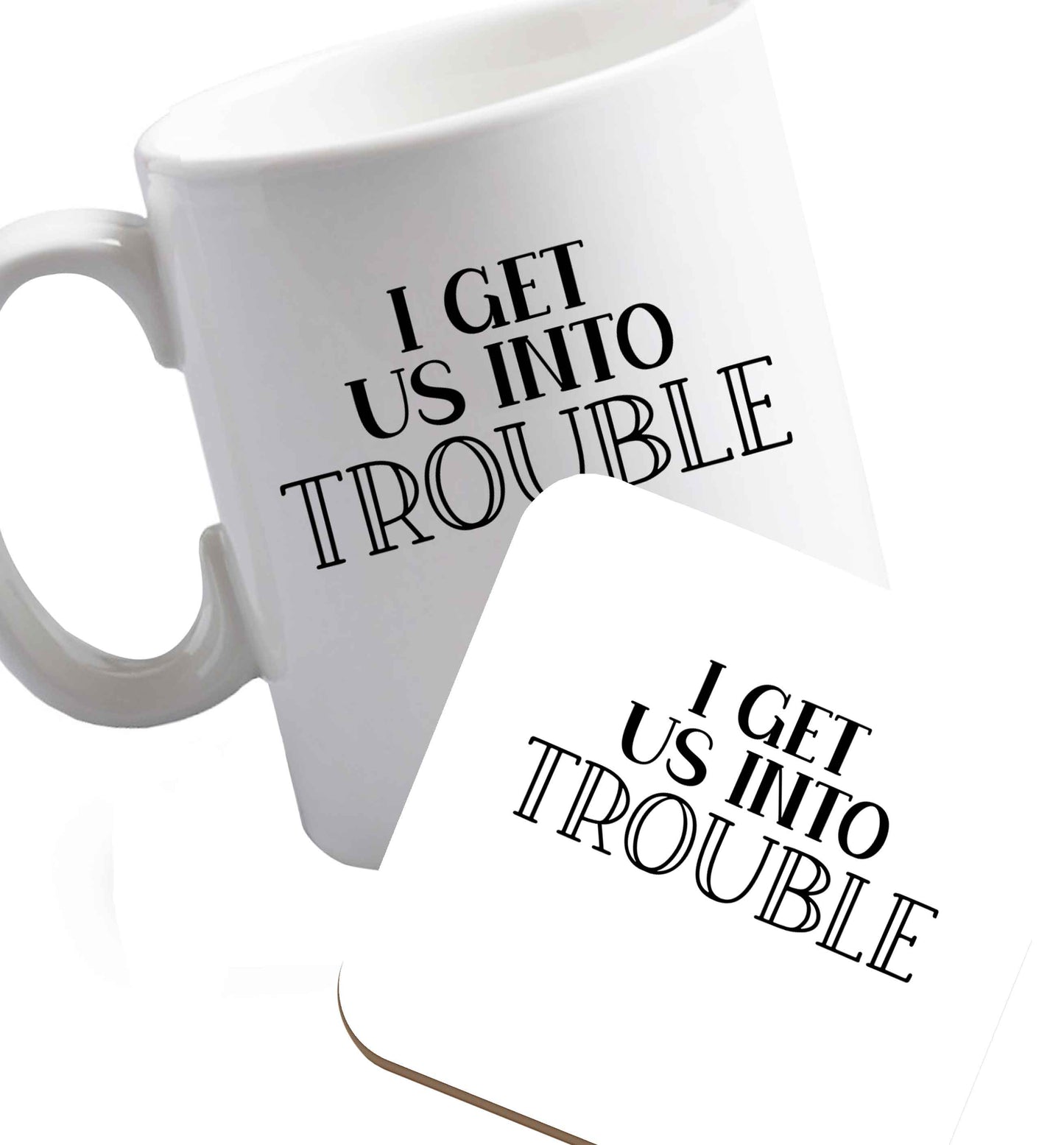 10 oz Favourite Type Pan Pancake ceramic mug and coaster set right handed