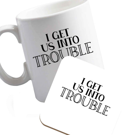 10 oz Favourite Type Pan Pancake ceramic mug and coaster set right handed