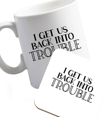 10 oz Favourite Type Pan Pancake ceramic mug and coaster set right handed