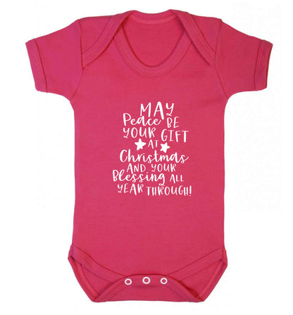 Peace be your Gift at Christmas Gift baby vest dark pink 18-24 months