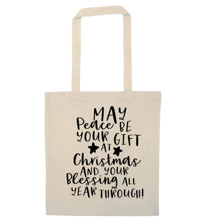 Peace be your Gift at Christmas Gift natural tote bag