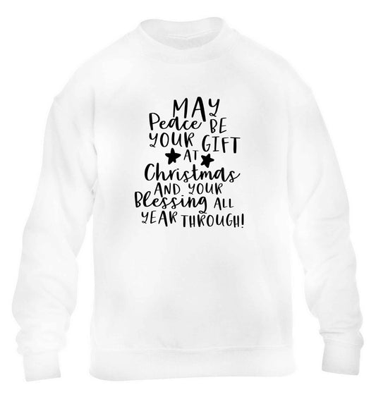 Peace be your Gift at Christmas Gift children's white sweater 12-13 Years