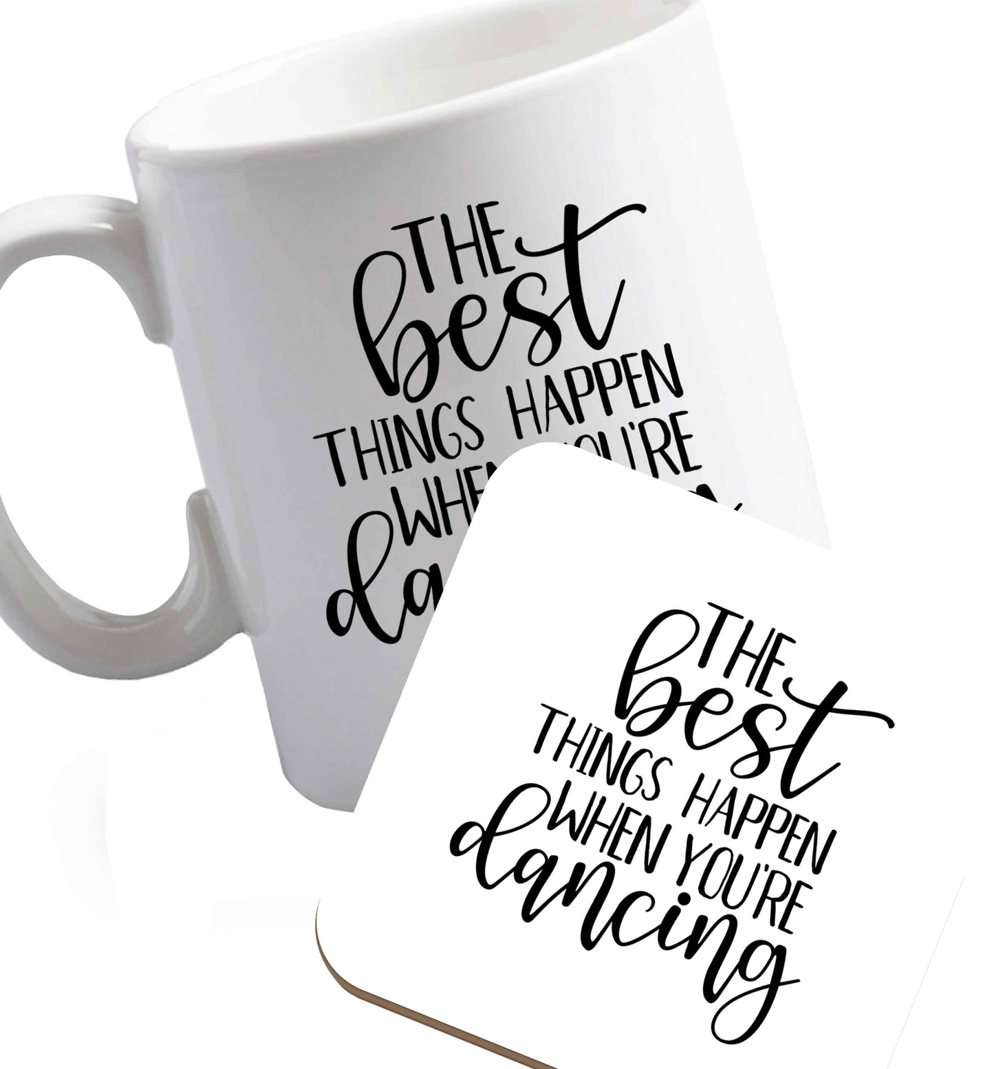 10 oz Favourite Type Pan Pancake ceramic mug and coaster set right handed