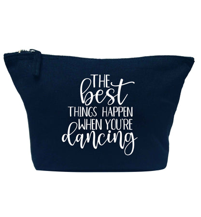 Best Things Happen Dancing navy makeup bag