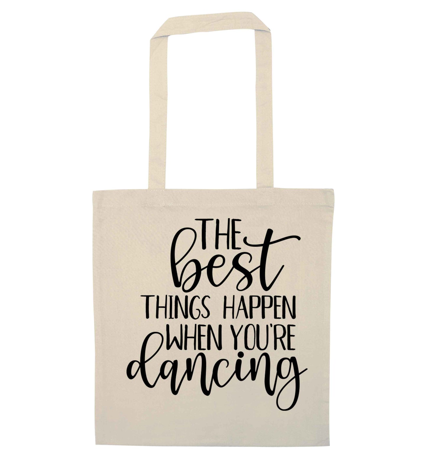 Best Things Happen Dancing natural tote bag
