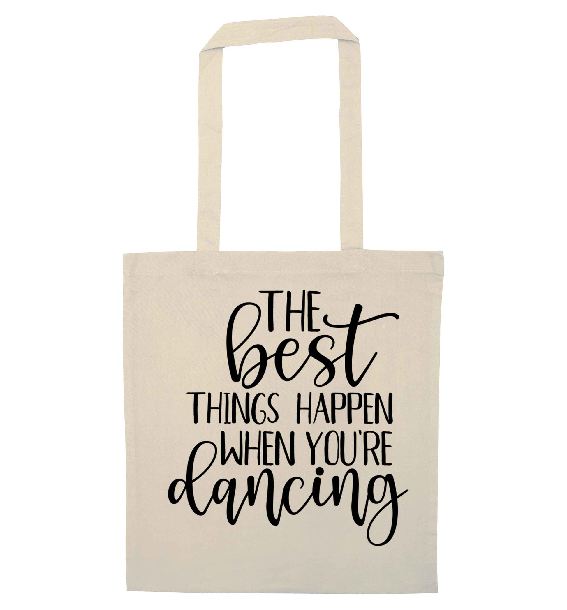 Best Things Happen Dancing natural tote bag