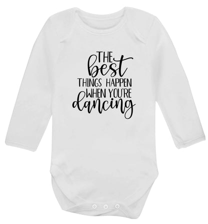 Best Things Happen Dancing baby vest long sleeved white 6-12 months