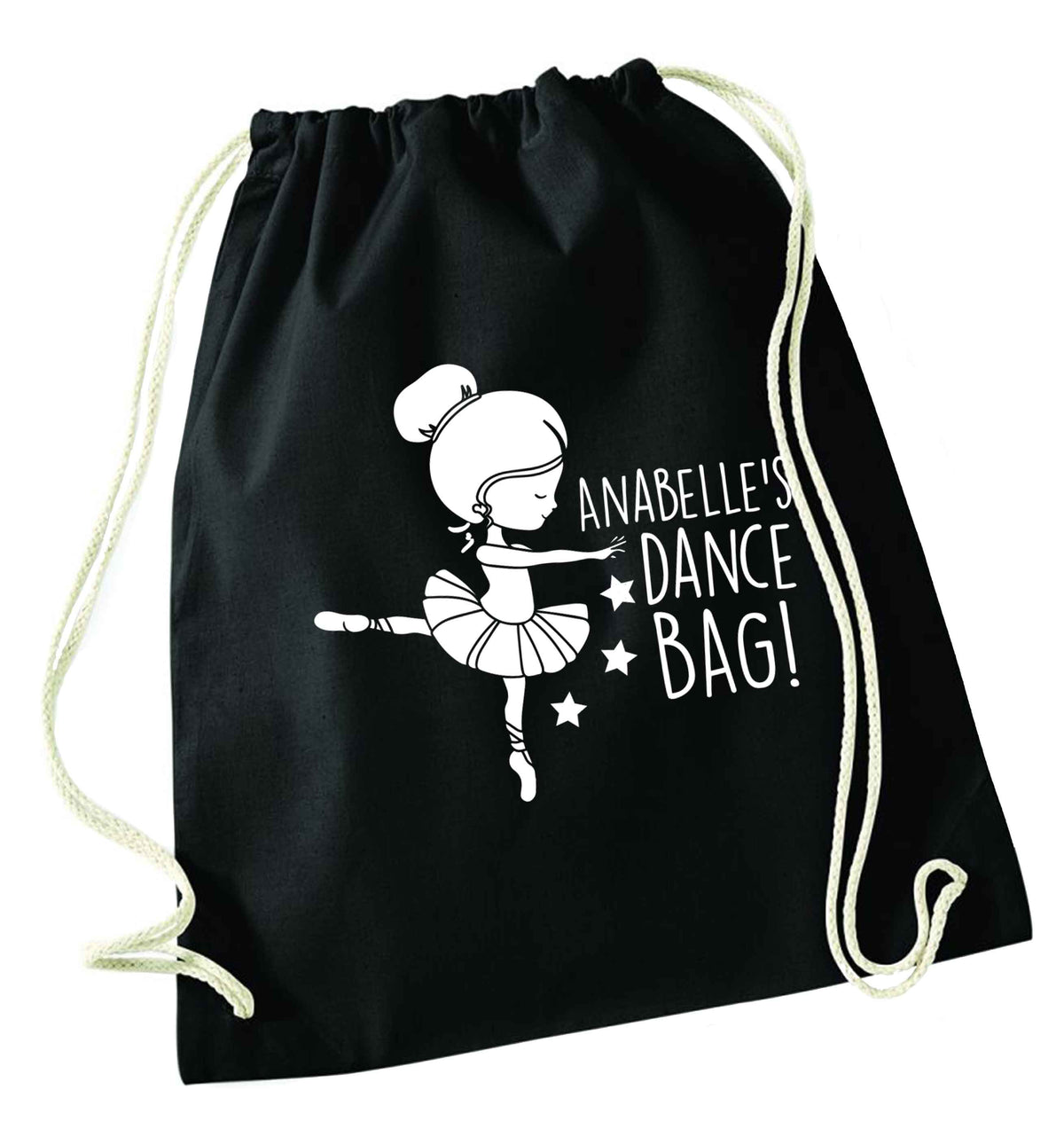 Personalised Ballet Dance Bag black drawstring bag