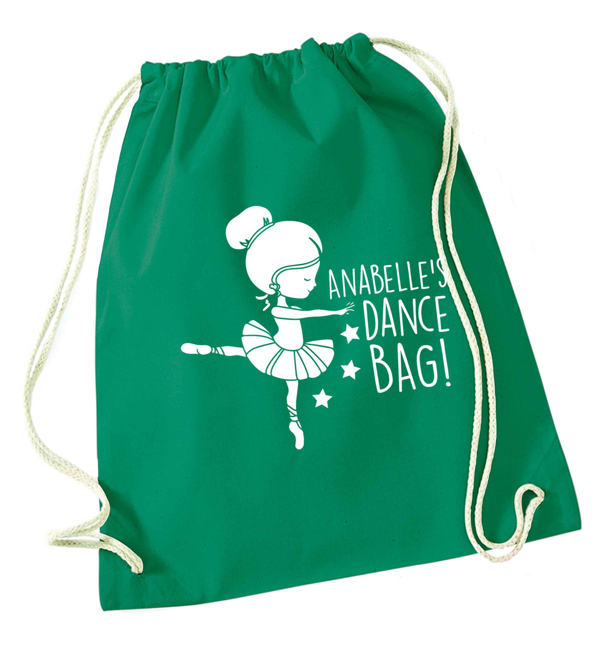 Personalised Ballet Dance Bag green drawstring bag