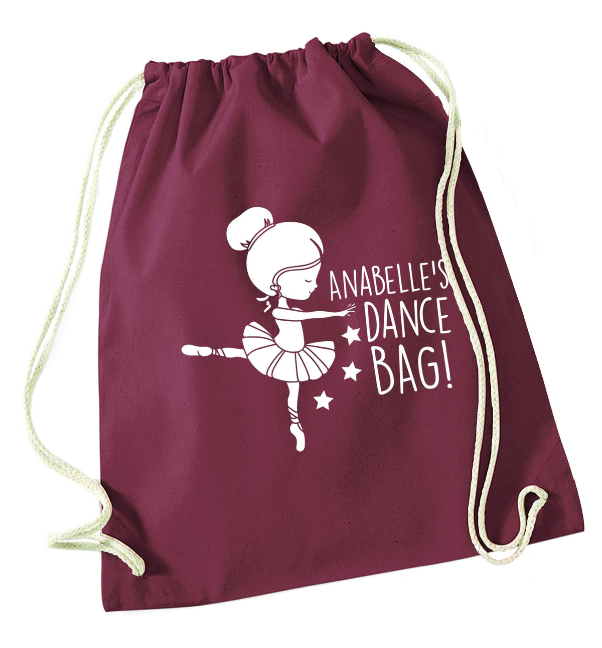 Personalised Ballet Dance Bag maroon drawstring bag