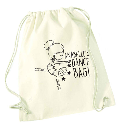 Personalised Ballet Dance Bag natural drawstring bag
