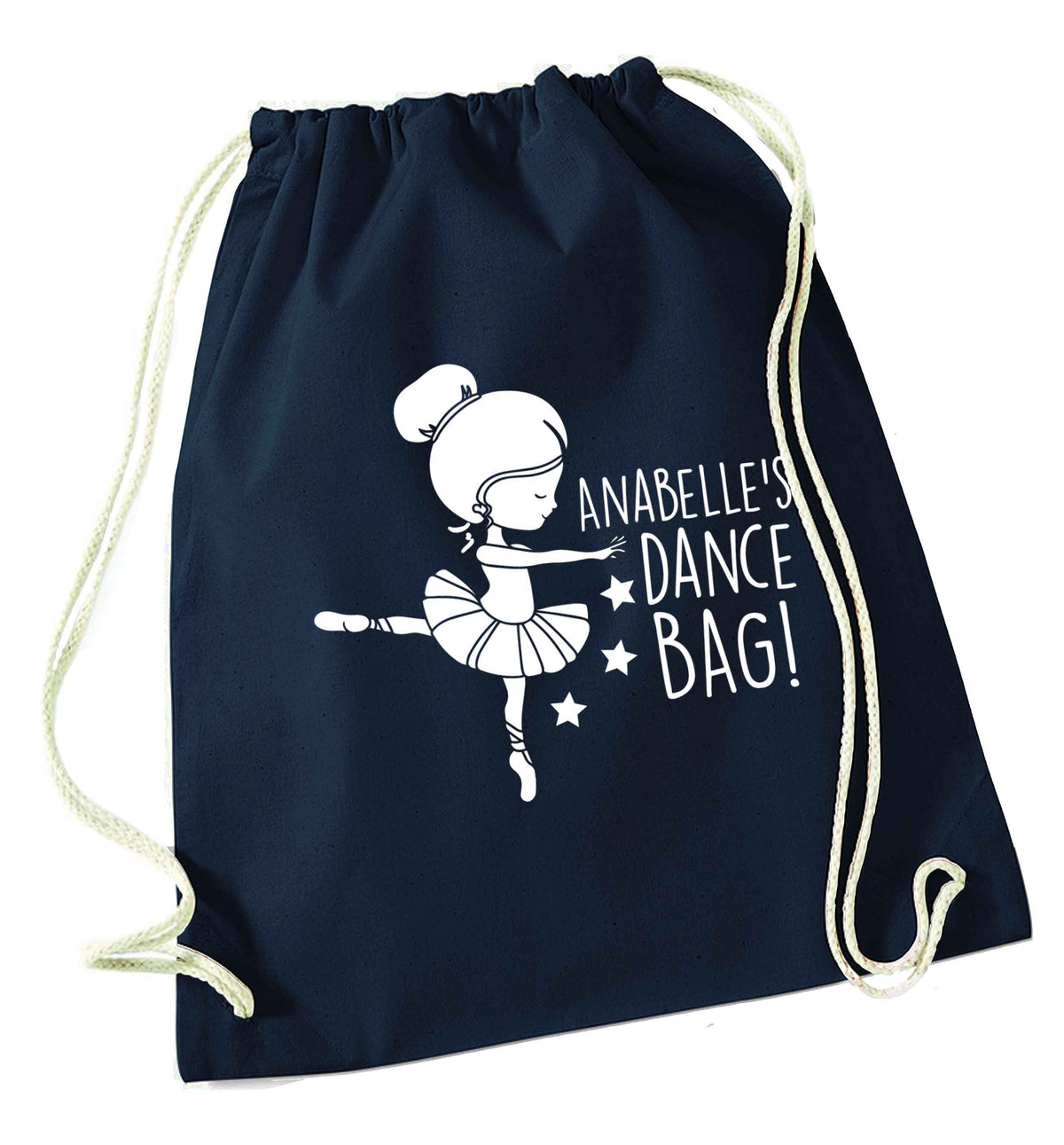 Personalised Ballet Dance Bag navy drawstring bag