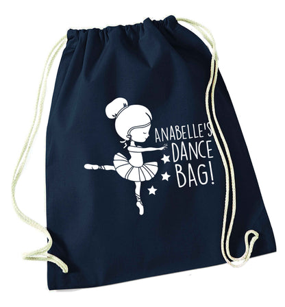 Personalised Ballet Dance Bag navy drawstring bag