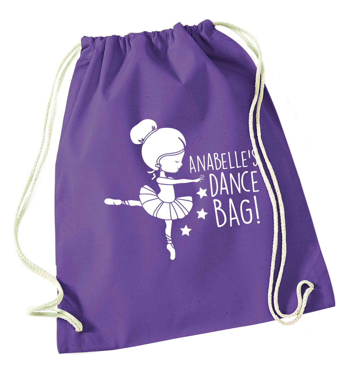 Personalised Ballet Dance Bag purple drawstring bag