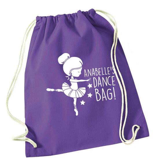 Personalised Ballet Dance Bag purple drawstring bag