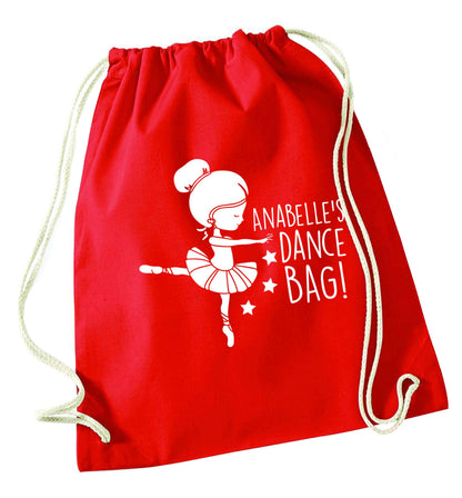 Personalised Ballet Dance Bag red drawstring bag 