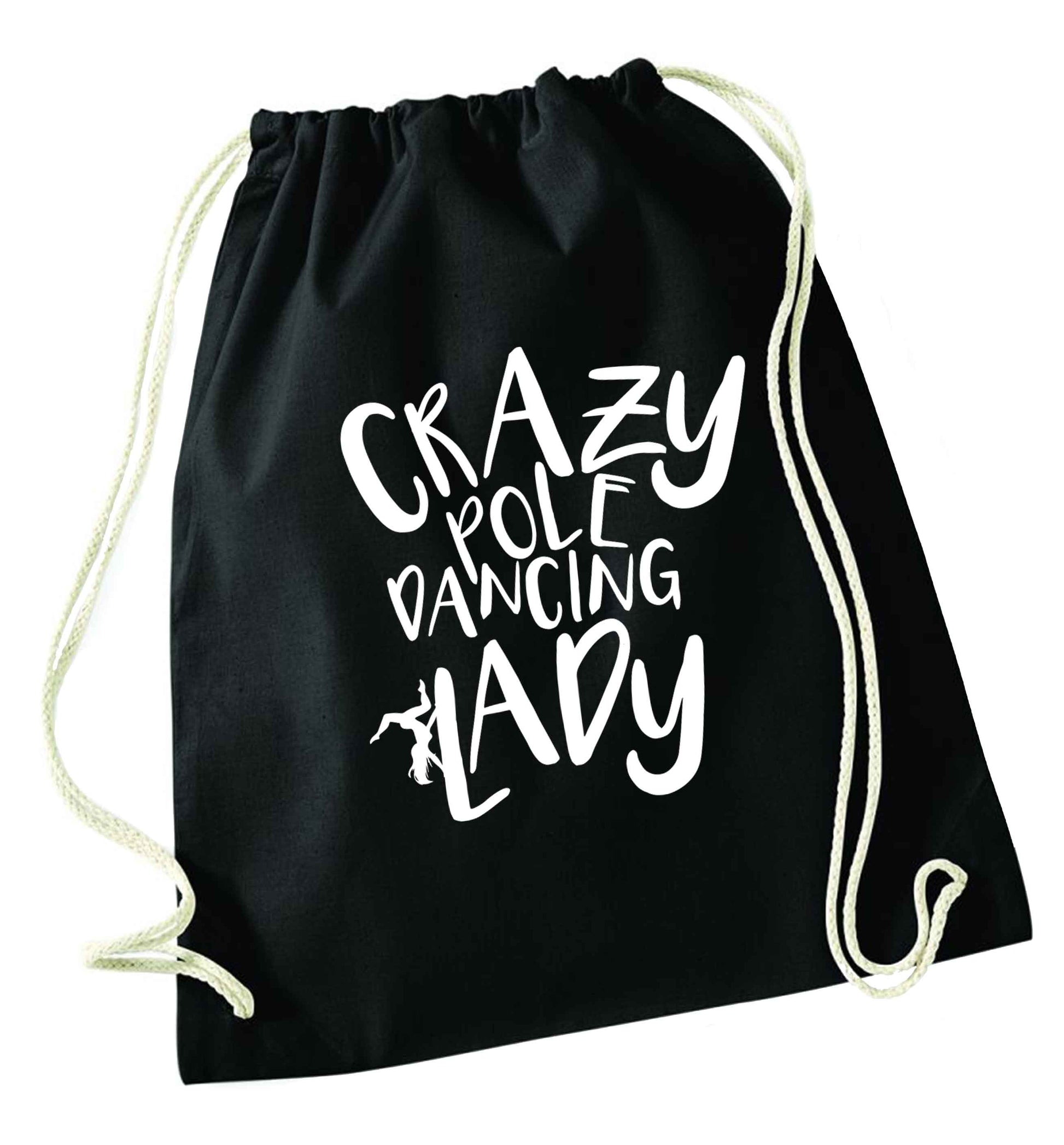 Best Things Happen Dancing black drawstring bag