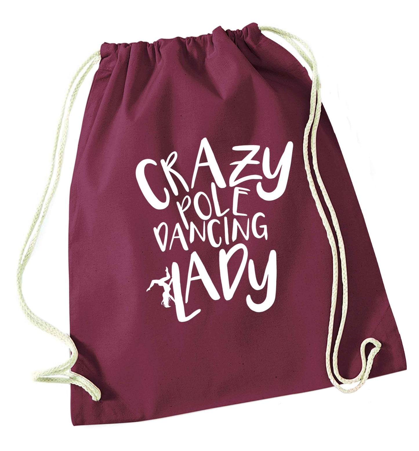 Best Things Happen Dancing maroon drawstring bag
