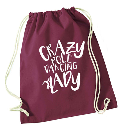Best Things Happen Dancing maroon drawstring bag