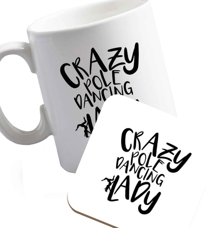 10 oz Favourite Type Pan Pancake ceramic mug and coaster set right handed