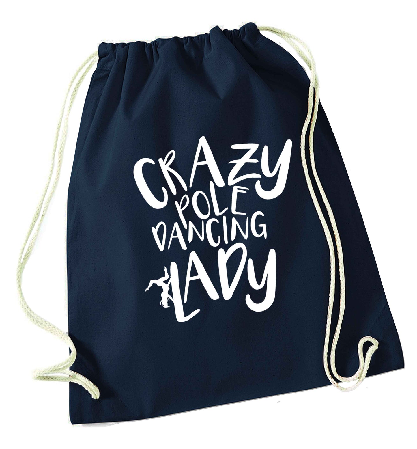 Best Things Happen Dancing navy drawstring bag