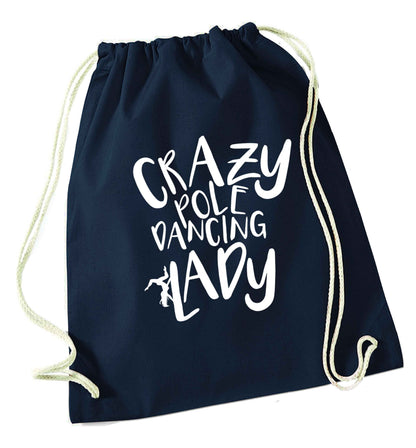 Best Things Happen Dancing navy drawstring bag