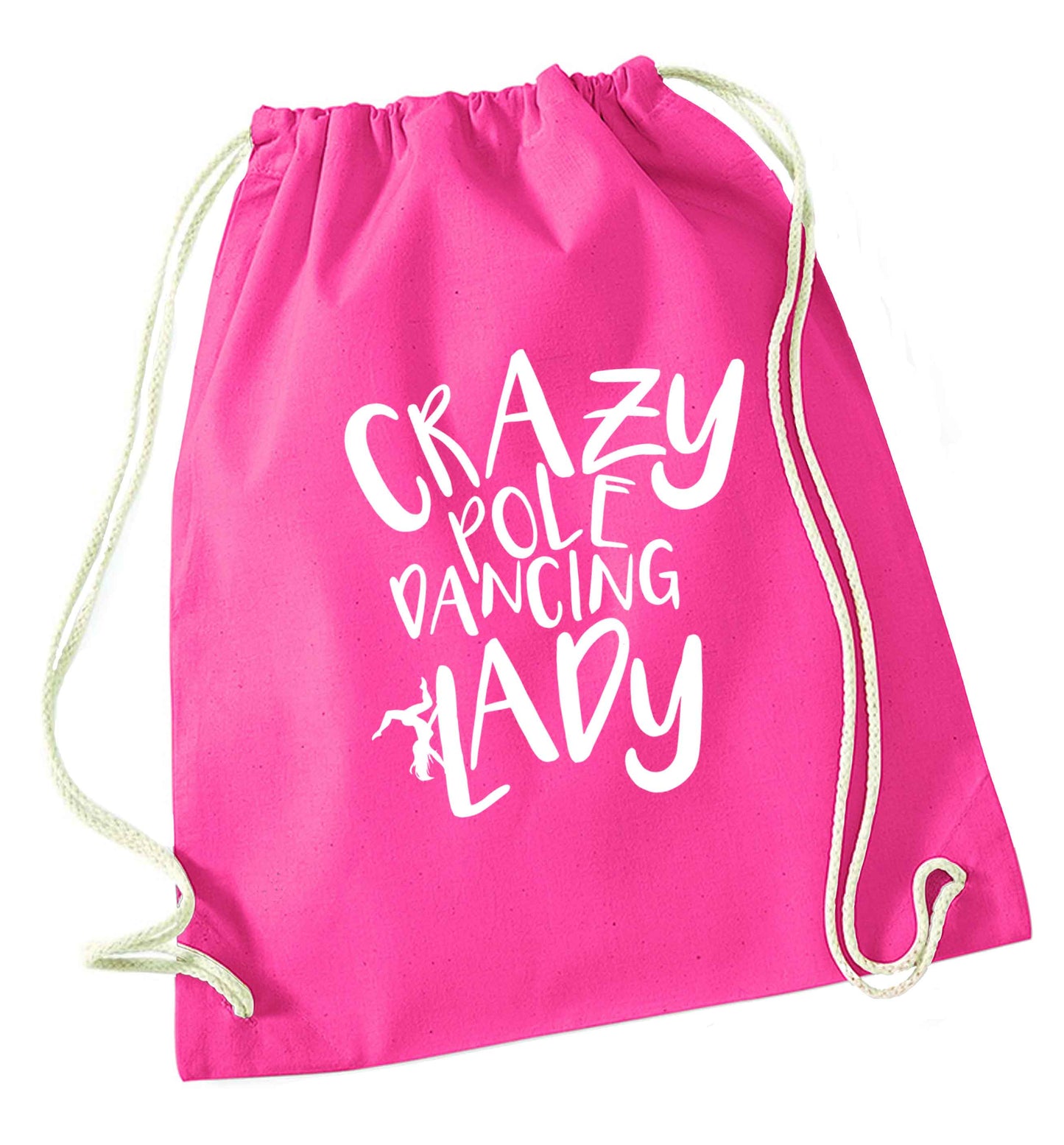 Best Things Happen Dancing pink drawstring bag