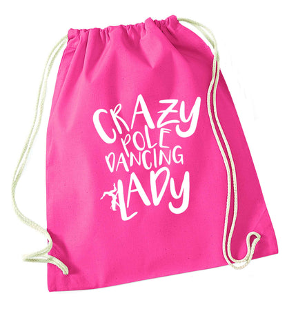Best Things Happen Dancing pink drawstring bag