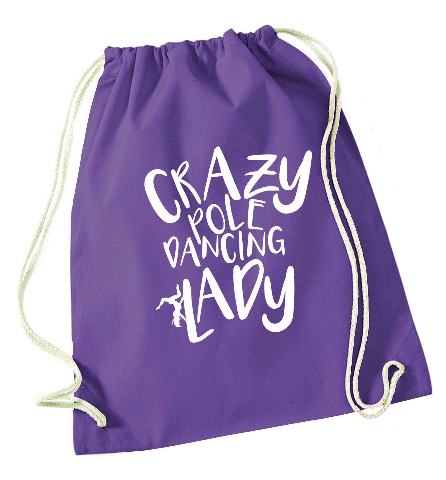Best Things Happen Dancing purple drawstring bag