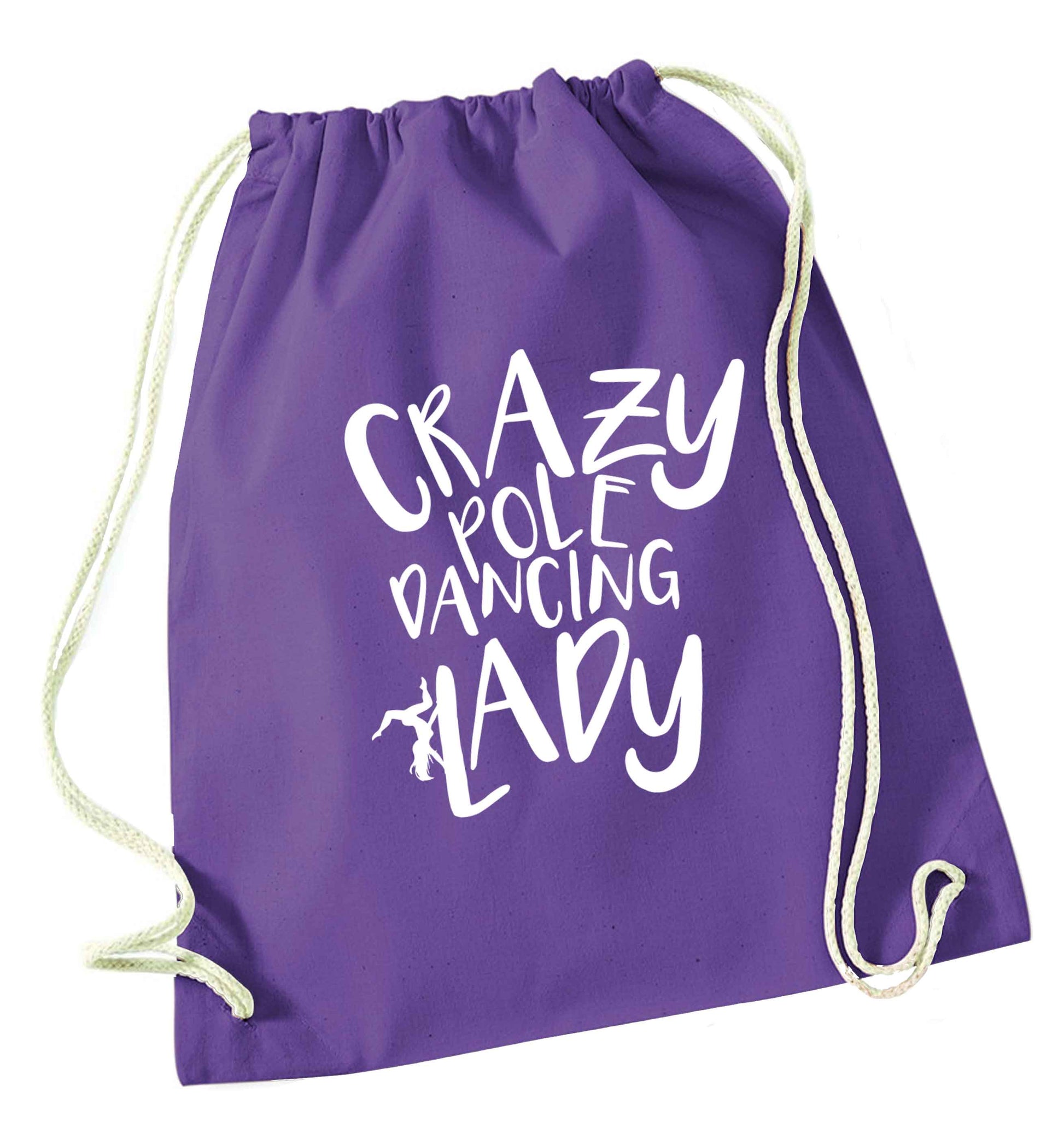 Best Things Happen Dancing purple drawstring bag