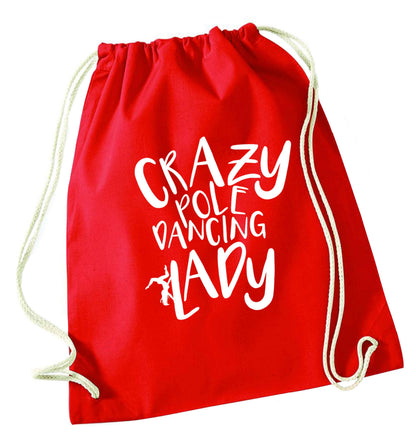 Best Things Happen Dancing red drawstring bag 