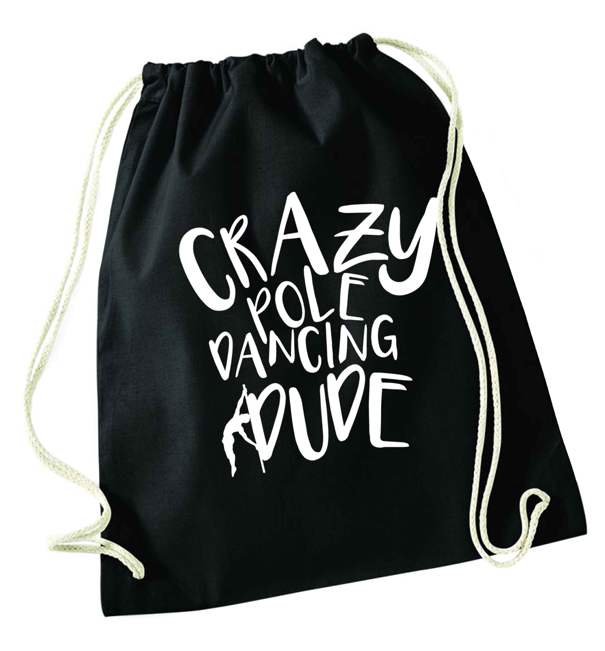 Best Things Happen Dancing black drawstring bag