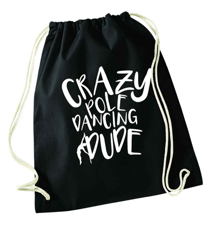 Best Things Happen Dancing black drawstring bag
