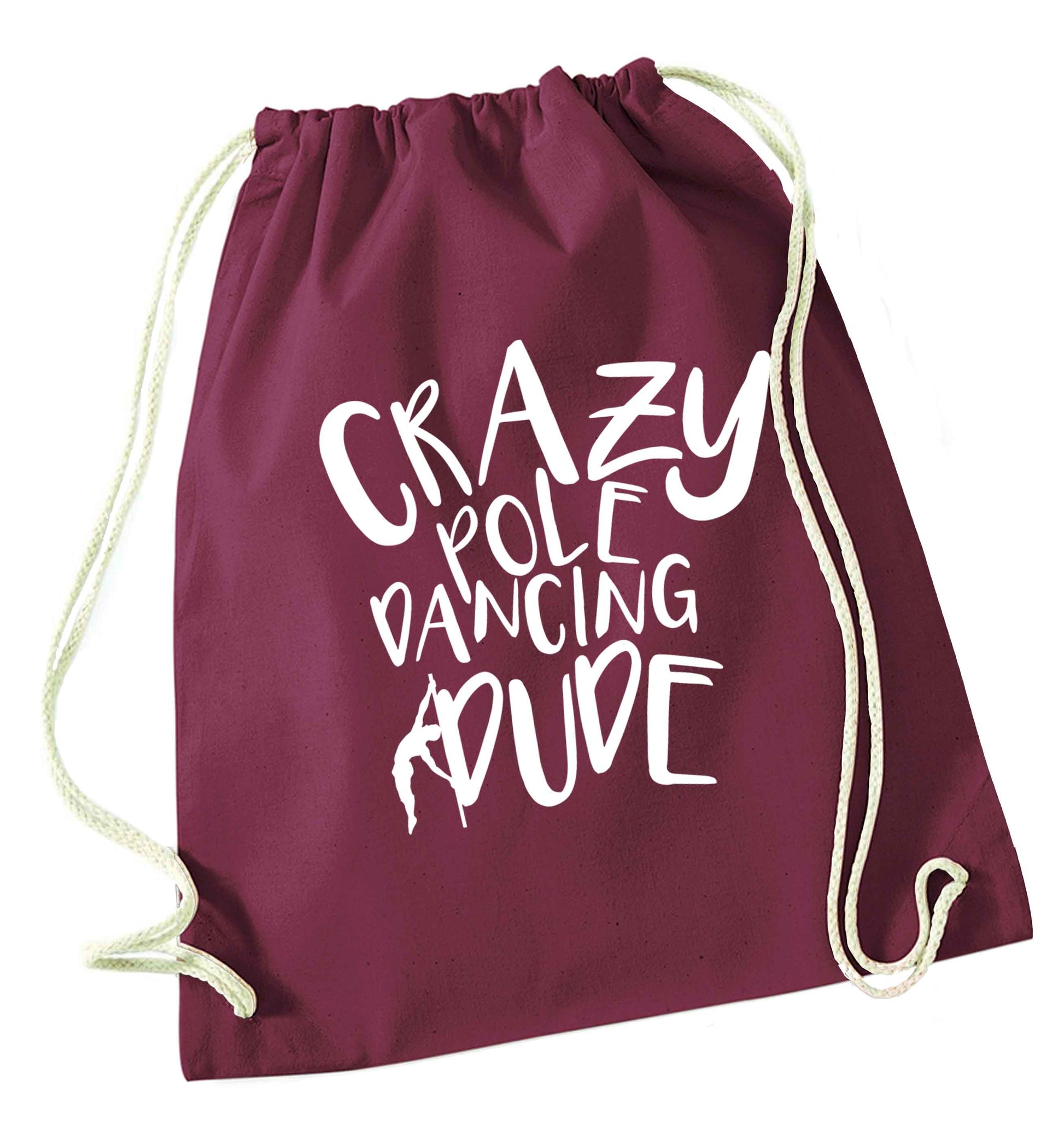 Best Things Happen Dancing maroon drawstring bag
