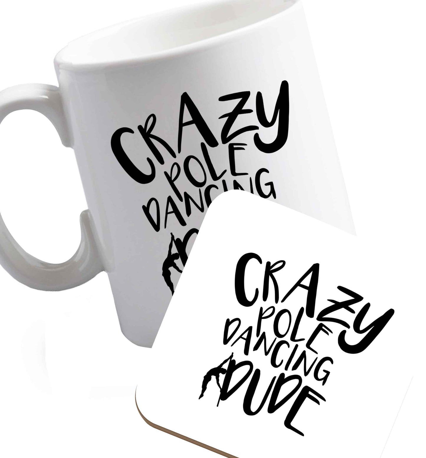 10 oz Favourite Type Pan Pancake ceramic mug and coaster set right handed