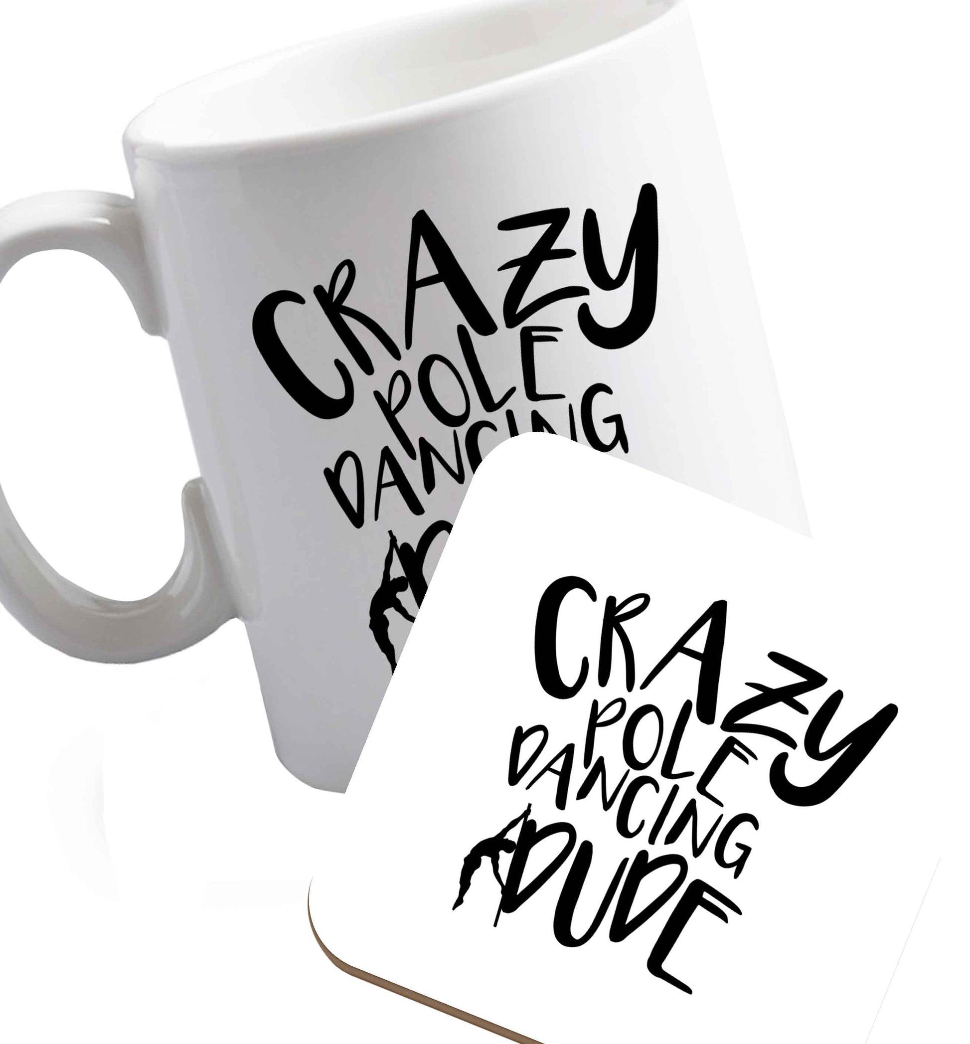 10 oz Favourite Type Pan Pancake ceramic mug and coaster set right handed