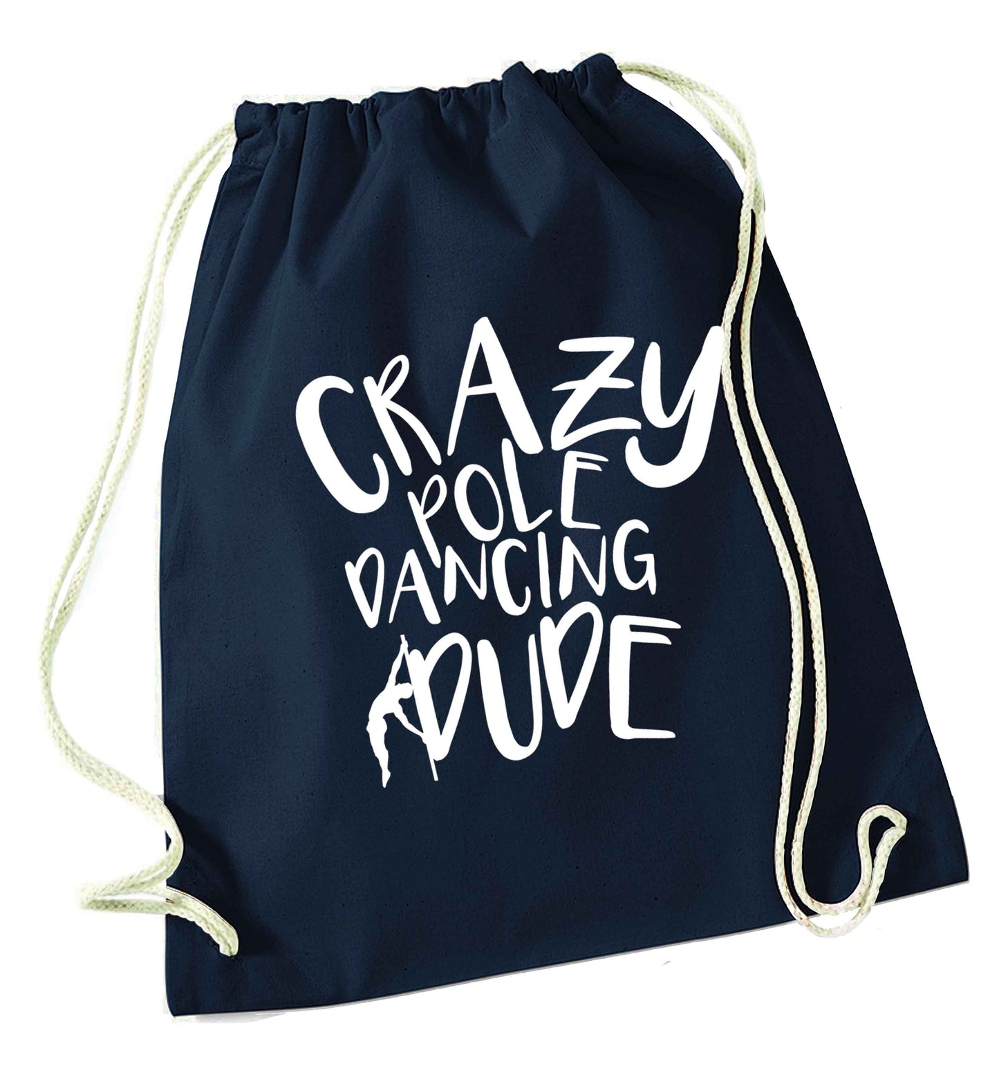 Best Things Happen Dancing navy drawstring bag