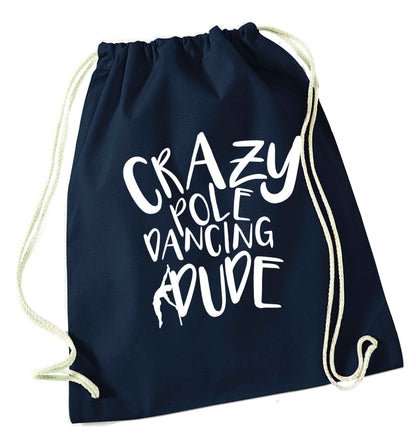 Best Things Happen Dancing navy drawstring bag