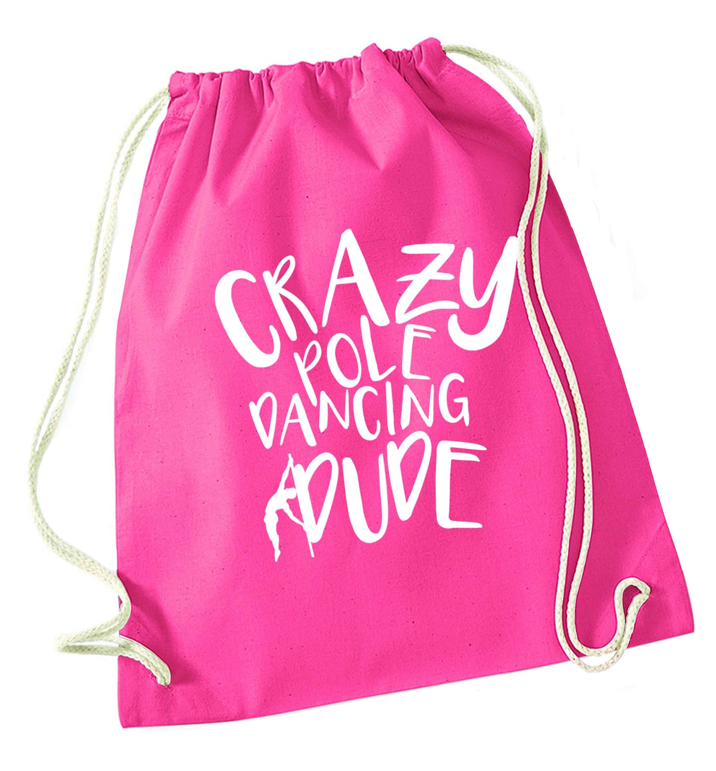 Best Things Happen Dancing pink drawstring bag