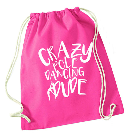 Best Things Happen Dancing pink drawstring bag