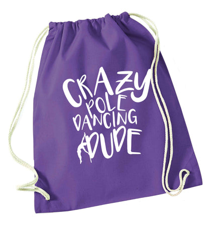 Best Things Happen Dancing purple drawstring bag
