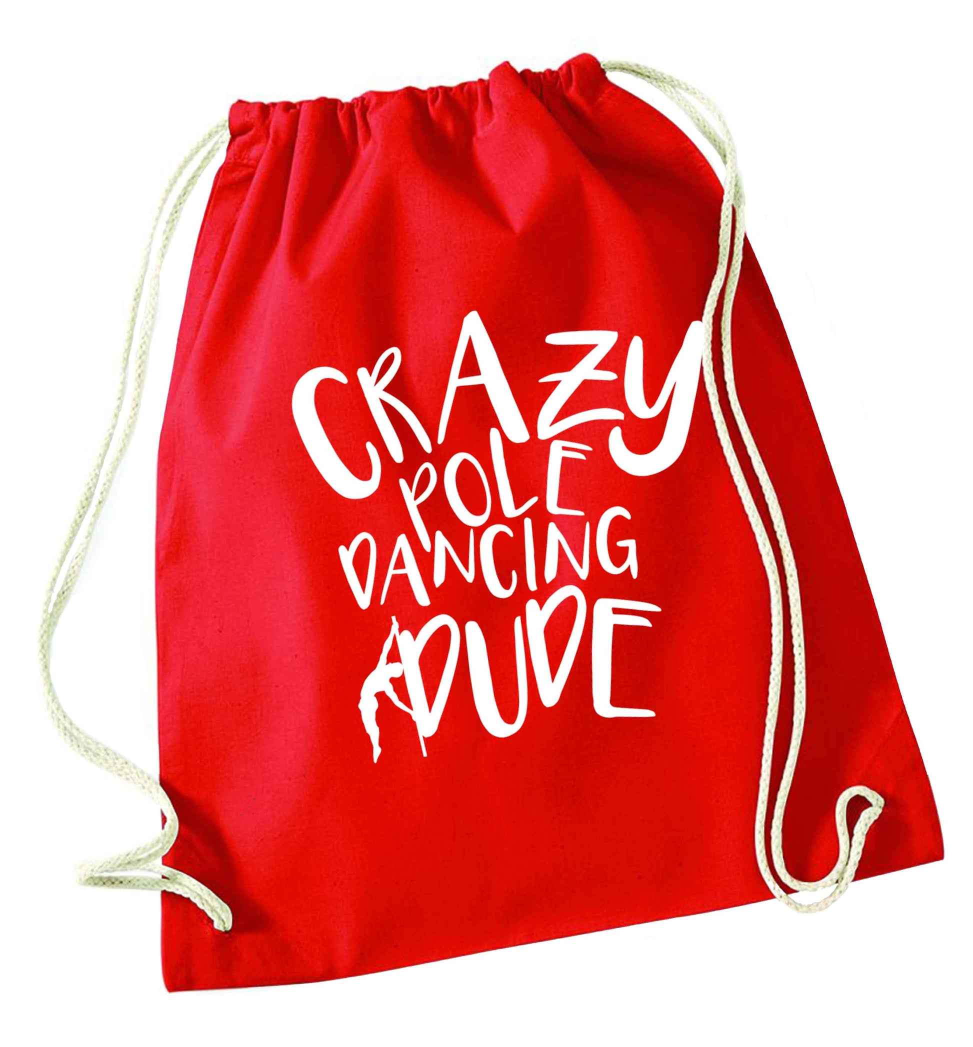 Best Things Happen Dancing red drawstring bag 
