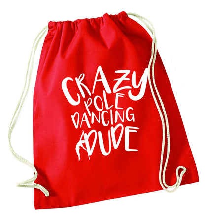 Best Things Happen Dancing red drawstring bag 