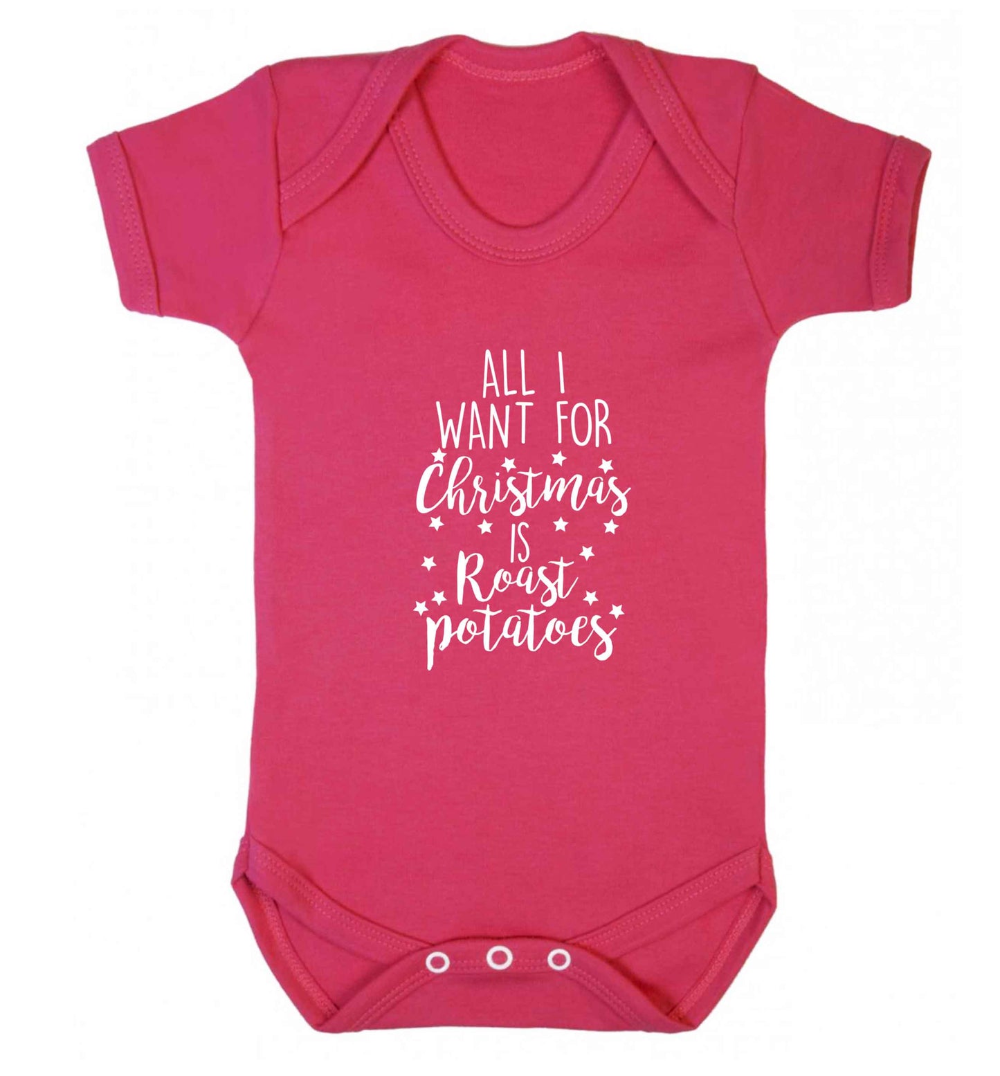 All I want for Christmas is roast potatoes baby vest dark pink 18-24 months