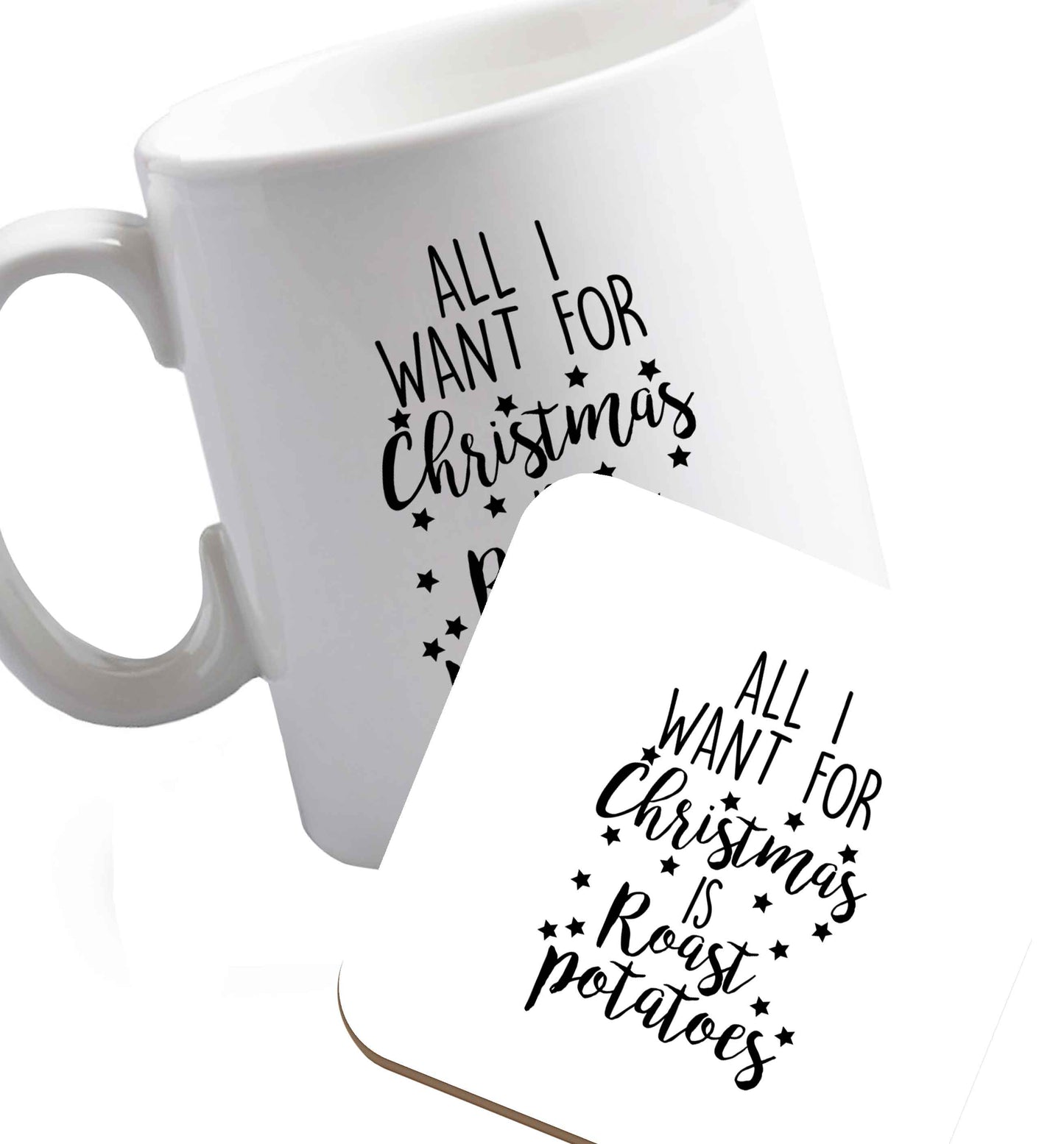 10 oz Favourite Type Pan Pancake ceramic mug and coaster set right handed